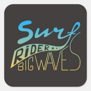 Surf Rider Big Waves Square Sticker