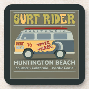 Surf Rider Huntington Beach Poster Coaster