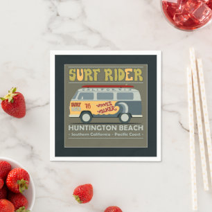 Surf Rider Huntington Beach Poster Napkin