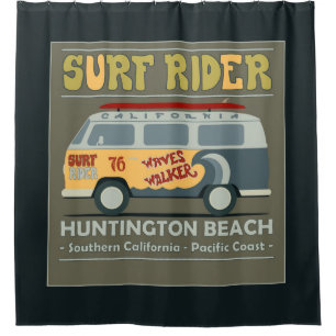 Surf Rider Huntington Beach Poster Shower Curtain