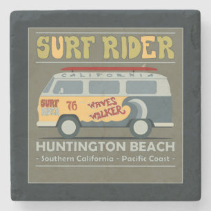 Surf Rider Huntington Beach Poster Stone Coaster