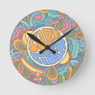 Surf Rider Pattern Round Clock