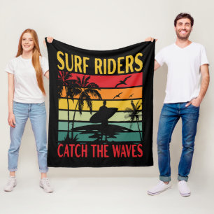 Surf Riders Catch the Waves Fleece Blanket