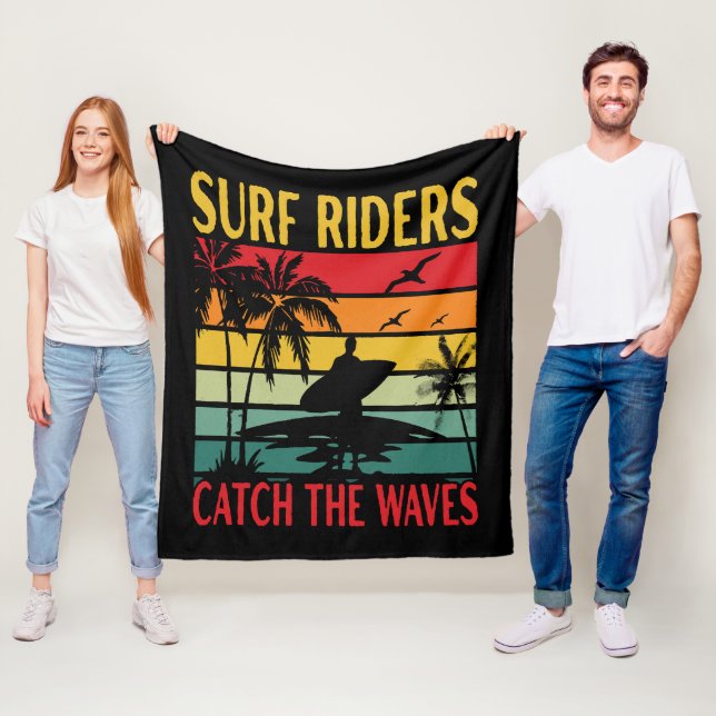 Surf Riders Catch the Waves Fleece Blanket (In Situ)