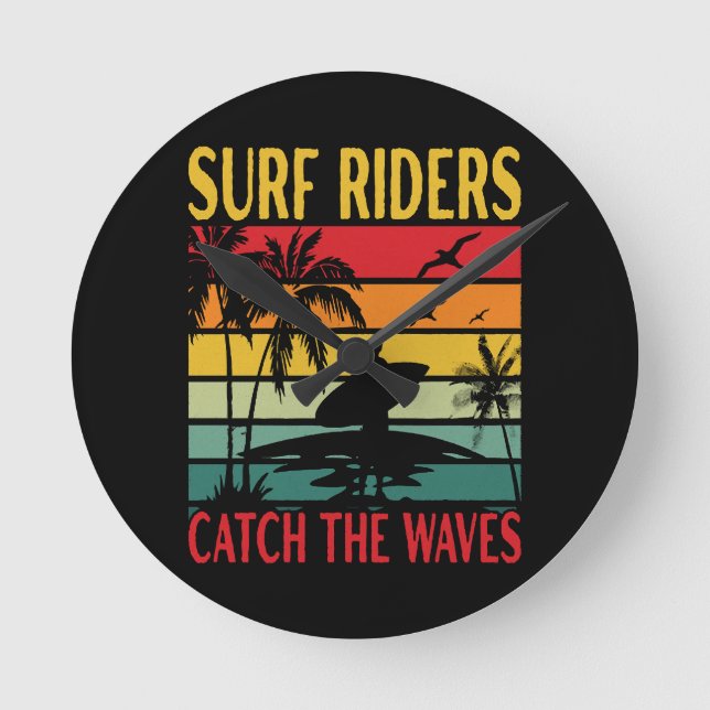 Surf Riders Catch the Waves Round Clock (Front)