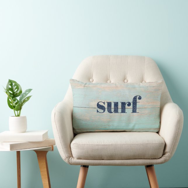 Surf Rustic Wood Beach Coastal House Lumbar Cushion (Chair)