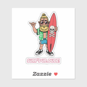 Surf’s Up Dude Bearded Cartoon Surfer