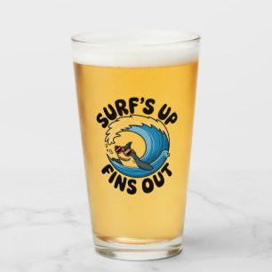 Surf’s Up, Fins Out - Cool Surfing Design Glass