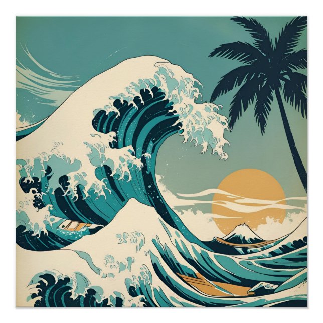 Surf’s Up Retro Wave Design Classic California  Poster (Front)
