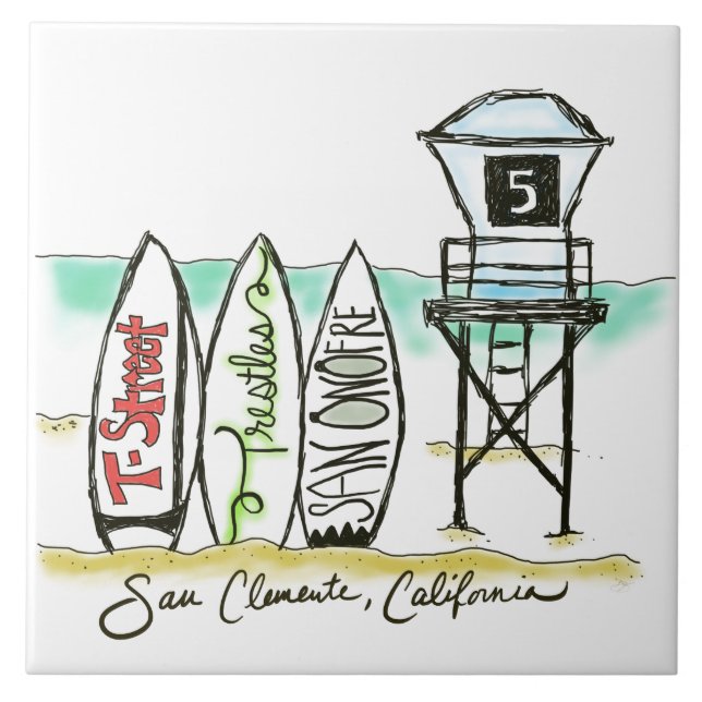 Surf San Clemente 6x6 Ceramic Tile (Front)