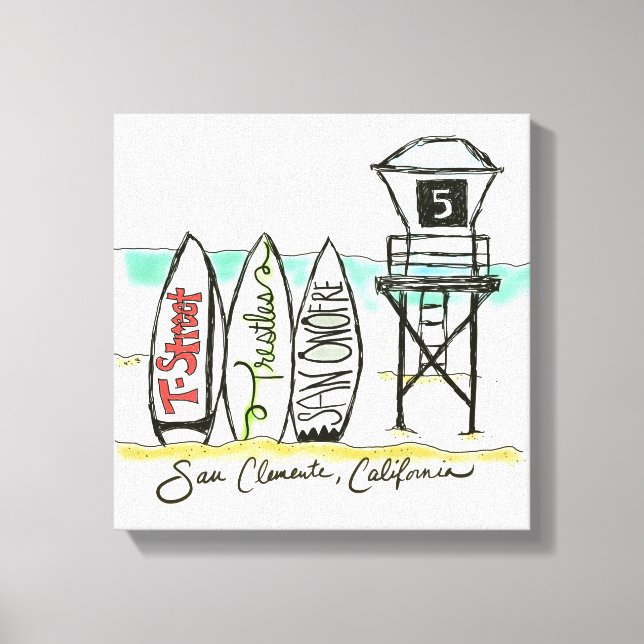 Surf San Clemente Canvas Wall Art (Front)