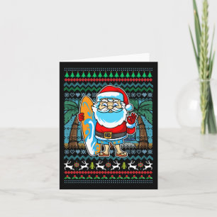 Surf Santa Claus Surfer Hawaiian Christmas Mum Dad Card