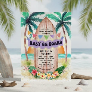 Surf & Sea   Baby On Board Beach Baby Shower Invitation