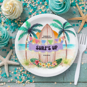 Surf & Sea   Surf's Up Tropical Beach Birthday Paper Plate
