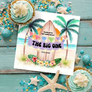 Surf & Sea   The Big One Beach Birthday Napkin