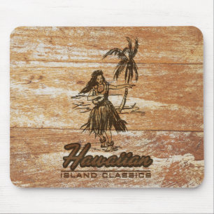 Surf Shack Hawaiian Faux Wood Mouse Mat