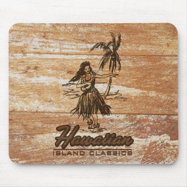 Surf Shack Hawaiian Faux Wood Mouse Mat (Front)