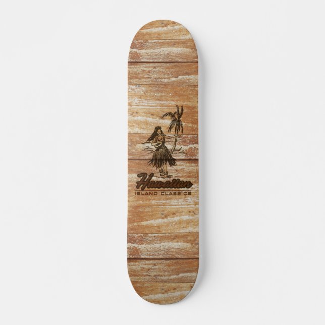 Surf Shack Hawaiian Faux Wood Skateboard (Front)
