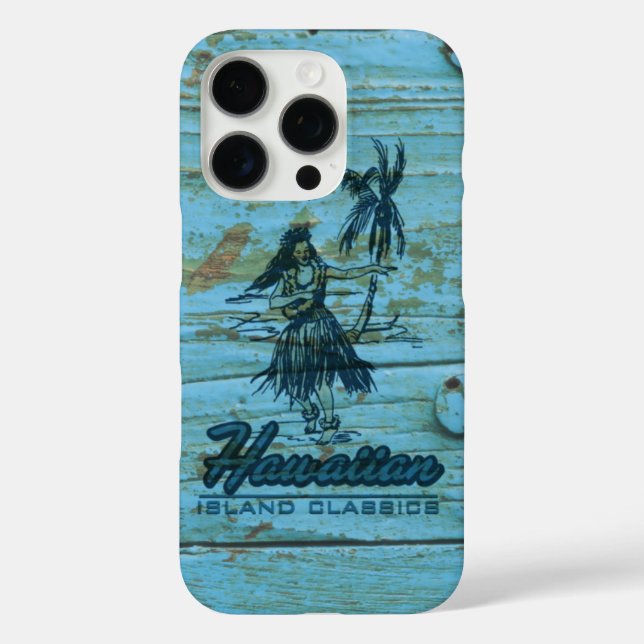 Surf Shack Hawaiian Faux Wood Turquoise  Case-Mate iPhone Case (Back)