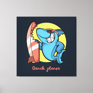 Surf Shark Beach Please Canvas Print