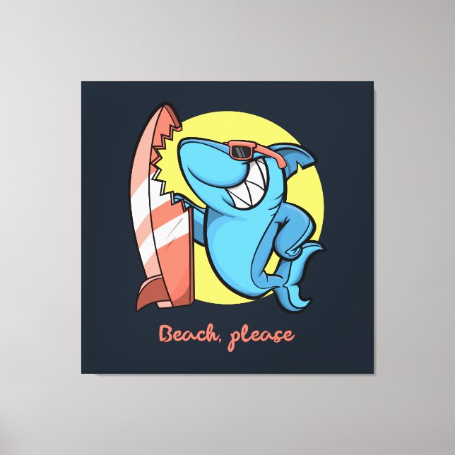 Surf Shark Beach Please Canvas Print (Front)