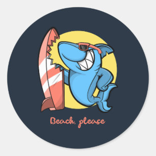Surf Shark Beach Please Classic Round Sticker