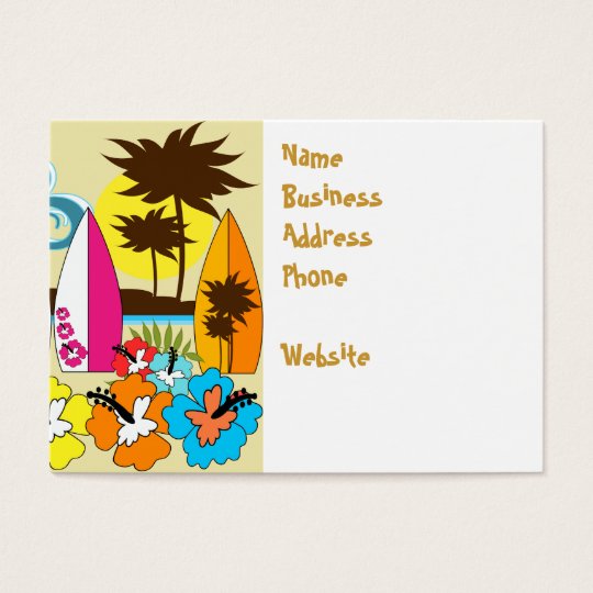 Surf Shop Surfing Ocean Beach Surfboards Palm Tree Business Card