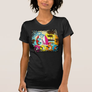 Surf Shop Surfing Ocean Beach Surfboards Palm Tree T-Shirt