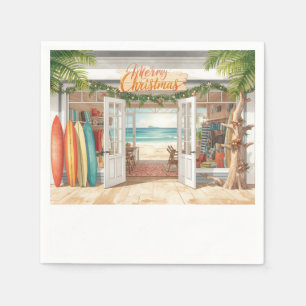 Surf Shop with text Merry Christmas Sign Napkin