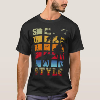 Surf Style Vintage Retro Grid Beach Surfing T-Shirt