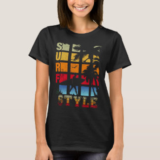 Surf Style Vintage Retro Grid Beach Surfing T-Shirt