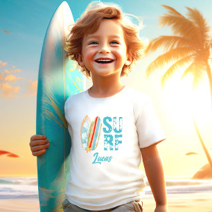 Surf Summer Beach Boy Custom Name Toddler T-Shirt