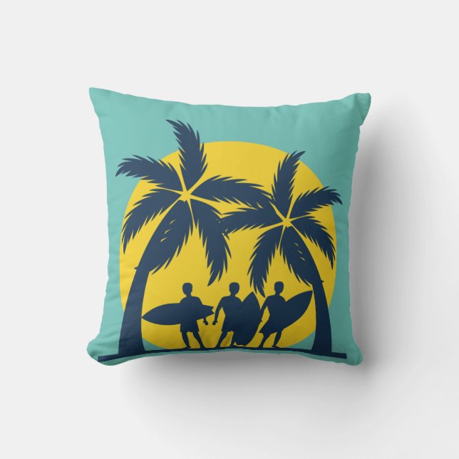 Surf sun and palm trees cool surf cushion (Front)