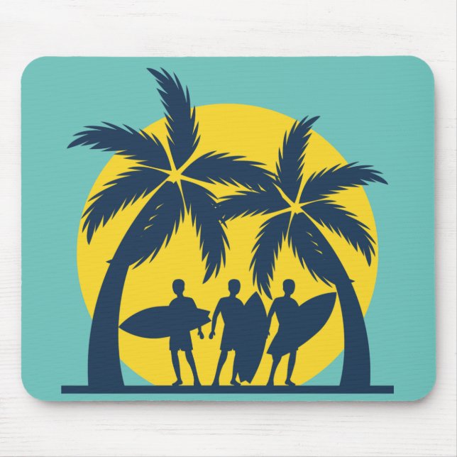Surf sun and palm trees cool surf mouse mat (Front)