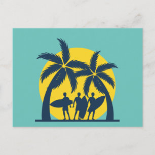 Surf sun and palm trees cool surf postcard