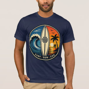 Surf Sun Sea Vintage Badge – Surfboard Sunset Wave T-Shirt