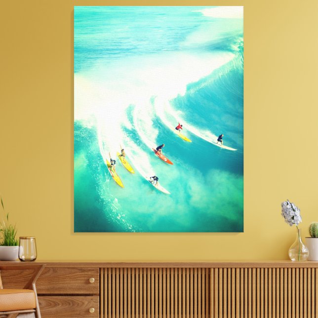 Surf Surfers Surfing Sea Wave Canvas Print  (Insitu(LivingRoom))