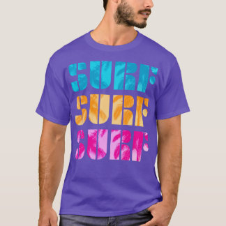 Surf Text Typography Palm Trees Surfer Surfing T-Shirt
