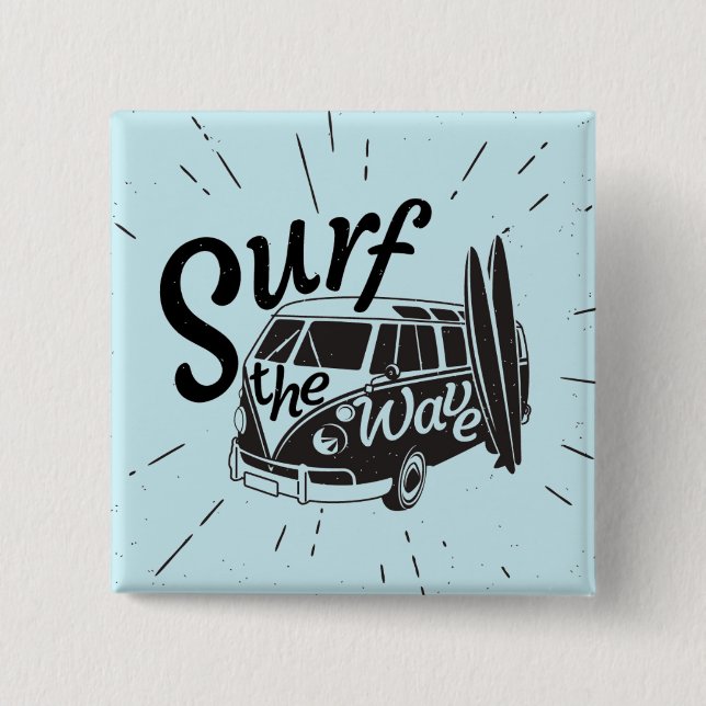 Surf The Wave 15 Cm Square Badge (Front)