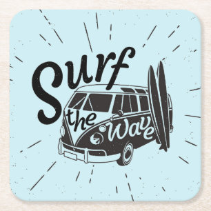 Surf The Wave Square Paper Coaster