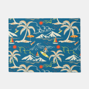 Surf tropical island themed pattern doormat