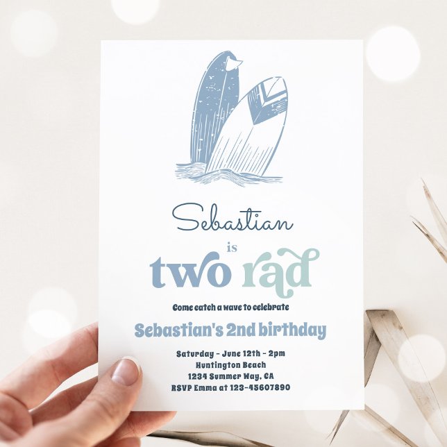 Surf Two Rad Modern Surf 2nd Birthday Party Invitation (Creator Uploaded)