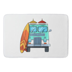 Surf Van Surfboard Palm Trees Surfing Surfer Waves Bath Mat