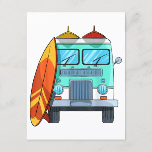 Surf Van Surfboard Palm Trees Surfing Surfer Waves Enclosure Card