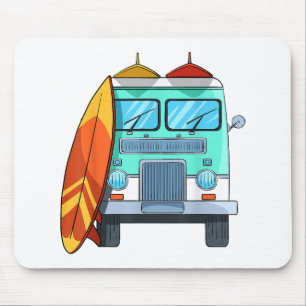 Surf Van Surfboard Palm Trees Surfing Surfer Waves Mouse Mat
