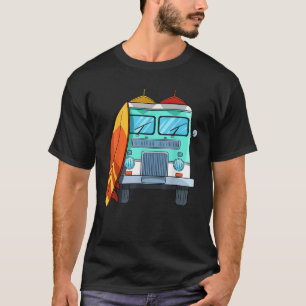 Surf Van Surfboard Palm Trees Surfing Surfer Waves T-Shirt