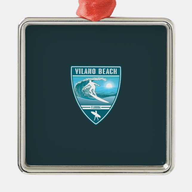 Surf Vilano Beach Florida Metal Tree Decoration (Front)