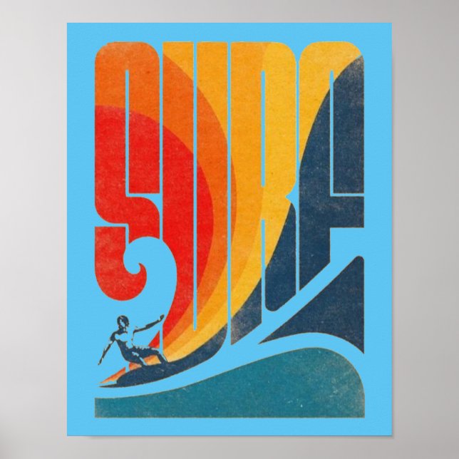 Surf, vintage surfing poster, Surf wall art  (Front)