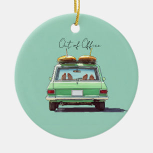 Surf Wagon Road Trip – Retro Beach Car Ceramic Tree Decoration