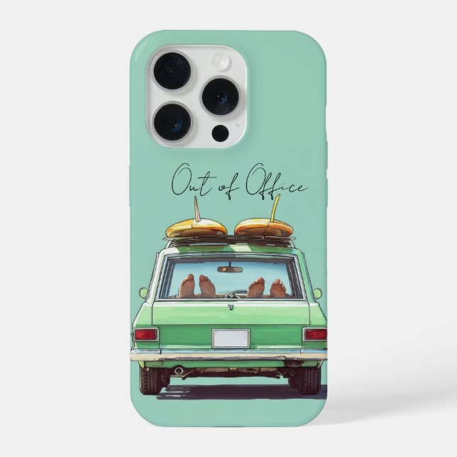 Surf Wagon Road Trip – Retro Beach Car iPhone Case (Back)